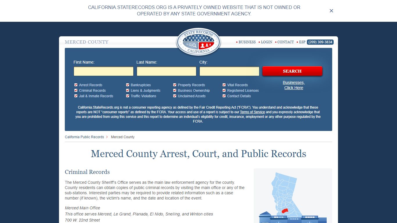 Merced County Arrest, Court, and Public Records